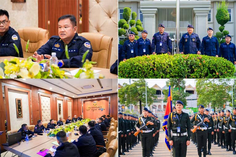 ប្រតិភូ​ក្រុមការងារ​ជំនាញ កងរាជអាវុធហត្ថ​លើ​ផ្ទៃ​ប្រទេស ដឹ អញ្ជើញ​ចុះ​ត្រួតពិនិត្យ និង វាយតម្លៃ​វគ្គ​បំប៉ន​សណ្តាប់ធ្នាប់​ជួរ​ទ័ព ឈរ​ផែន របស់​សិក្ខាកាម នៃ​កងរាជអាវុធហត្ថ​រាជធានី​ភ្នំពេញ