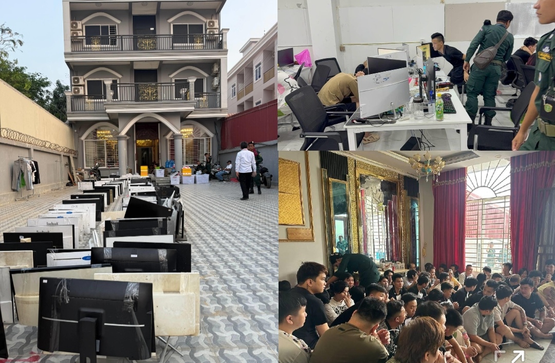 កម្លាំងនគរបាលខេត្តស្វាយរៀង បង្ក្រាបទីតាំង Online Scams នៅក្រុងបាវិត ឃាត់ខ្លួនមនុស្សជិត១០០នាក់ និងវត្ថុតាងប្រព្រឹត្តបទល្មើស