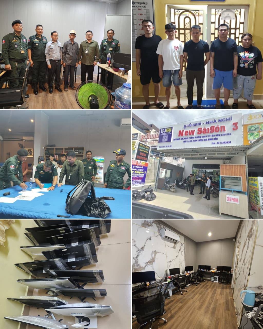 ឃាត់ខ្លួនជនបរទេសចំនួន០៥នាក់ ក្នុងប្រតិបត្តិការបង្ក្រាបបទល្មើសឆបោកតាមប្រព័ន្ធបច្ចេកវិទ្យានៅឃុំសំរោង ស្រុកចន្ទ្រា ខេត្តស្វាយរៀង